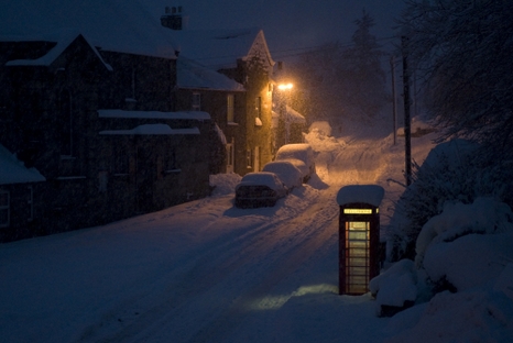 Glanton on a snowy night